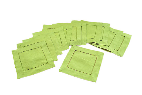 Festive colored cocktail napkin Macaw Green colored